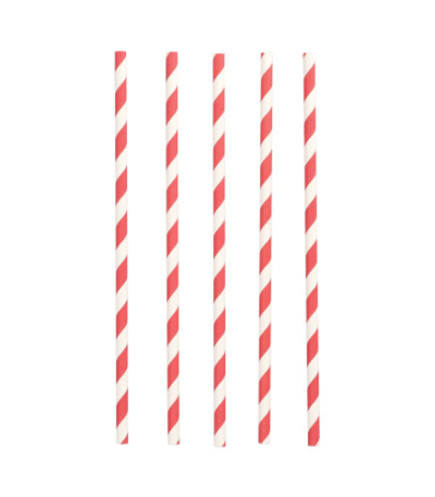 Product foto van Papieren rietjes rood/wit Stripes set van 100