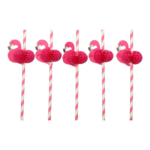 Product foto van Papieren rietjes roze Flamingo set van 50