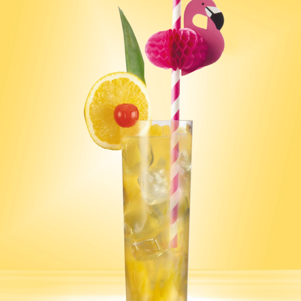 Product foto van Papieren rietjes roze Flamingo set van 50