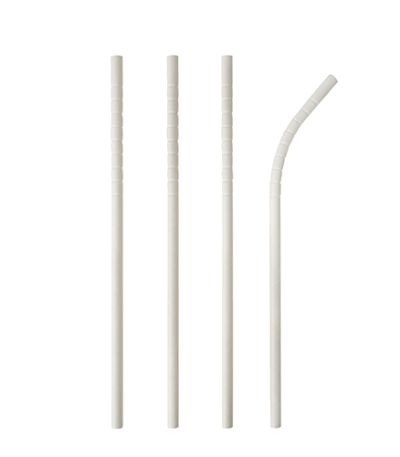 Product foto van Papieren rietjes wit flexibel set van 100