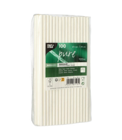 Product foto van Papieren rietjes wit set van 100