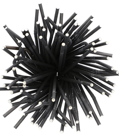 Product foto van Papieren rietjes zwart flexibel set van 100