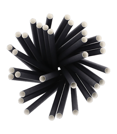 Product foto van Papieren rietjes zwart set van 100