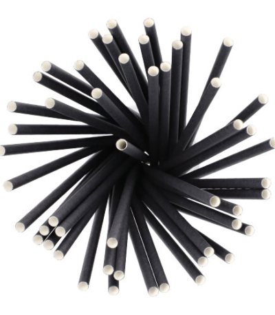 Product foto van Papieren rietjes zwart set van 135