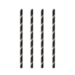 Product foto van Papieren rietjes zwart wit Stripes set van 100