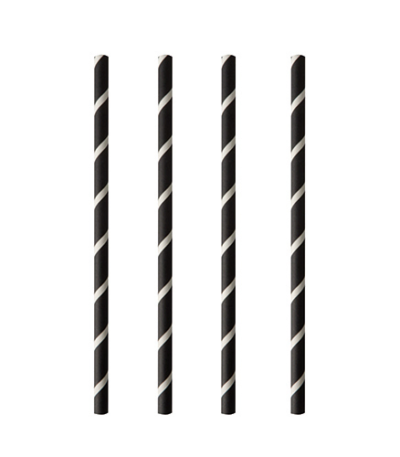 Product foto van Papieren rietjes zwart wit Stripes set van 100