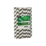 Product foto van Papieren rietjes zwart/wit Stripes set van 100