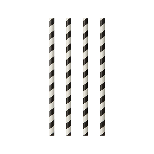 Product foto van Papieren rietjes zwart/wit Stripes set van 100