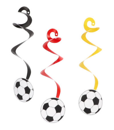 Product foto van Papieren rotorspiralen voetbal 14cm set van 3