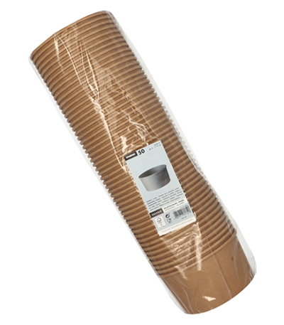 Product foto van Papieren saladeschalen karton bruin set van 50 1000ml