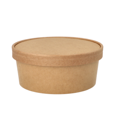 Product foto van Papieren saladeschalen karton bruin set van 50 750ml