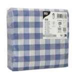 Product foto van Papieren servetten 1-laags blauw/wit Vichy Karo set van 100