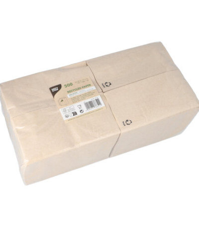 Product foto van Papieren servetten 1-laags naturel set van 500
