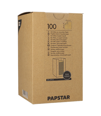 Product foto van Papieren servetten 2-laags natuur 20x20 cm set van 100 Punto