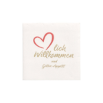 Product foto van Papieren servetten 2-laags wit set van 125 Herzlich Willkommen & Guten Appetit