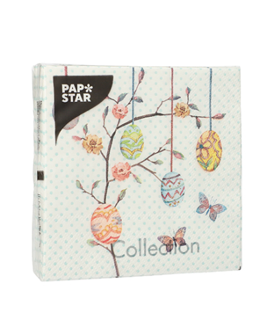 Product foto van Papieren servetten 3-laags 25cm x 25cm Easter Branch set van 20