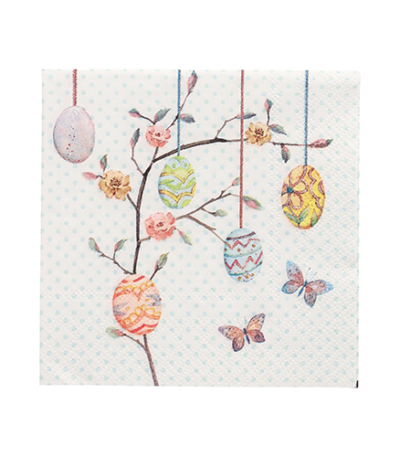 Product foto van Papieren servetten 3-laags 25cm x 25cm Easter Branch set van 20