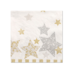 Product foto van Papieren servetten 3-laags 25x25cm Stardust set van 50