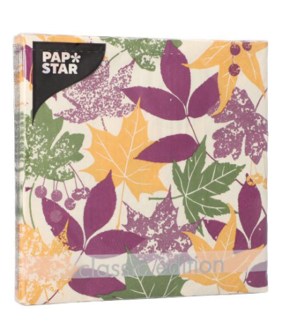 Product foto van Papieren servetten 3-laags 33cm Autumn Leaves set van 20