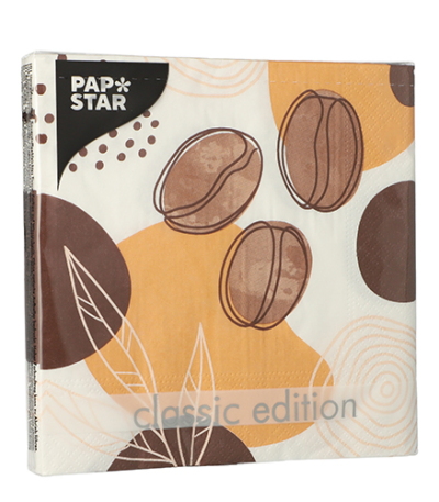 Product foto van Papieren servetten 3-laags 33cm Coffee Beans set van 20