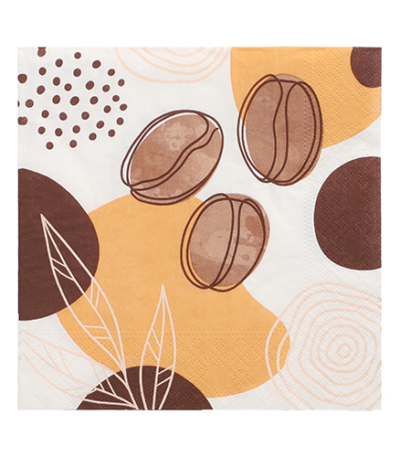 Product foto van Papieren servetten 3-laags 33cm Coffee Beans set van 20