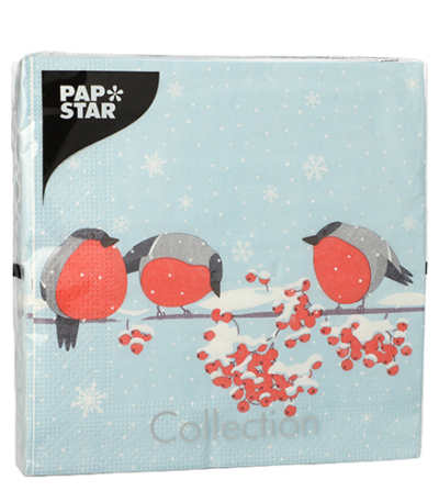 Product foto van Papieren servetten 3-laags 33cm Red Gorded Birds set van 20