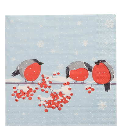Product foto van Papieren servetten 3-laags 33cm Red Gorded Birds set van 20