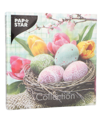Product foto van Papieren servetten 3-laags 33cm x 33cm Easter Basket set van 20