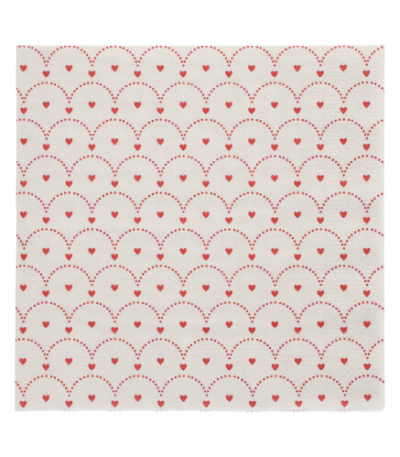 Product foto van Papieren servetten 3-laags 33cm x 33cm "HjÃ¤rtan" set van 20