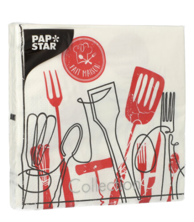 Product foto van Papieren servetten 3-laags 33cm x 33cm Ma Cuisine set van 20