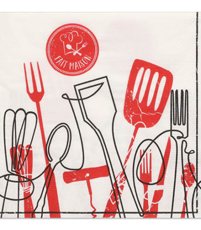 Product foto van Papieren servetten 3-laags 33cm x 33cm Ma Cuisine set van 20