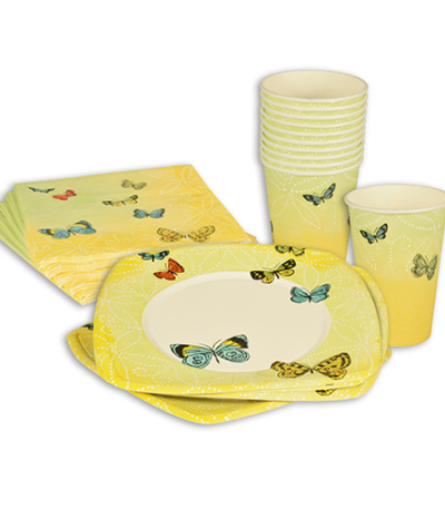 Product foto van Papieren servetten 3-laags 33cm x 33cm Papillons set van 20