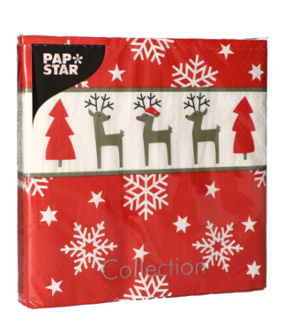 Product foto van Papieren servetten 3-laags 33cm x 33cm Rudi set van 20