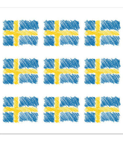 Product foto van Papieren servetten 3-laags 33cm x 33cm Sverigeflagga set van 20