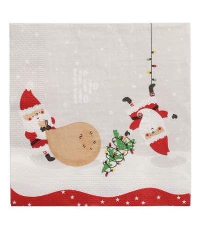 Product foto van Papieren servetten 3-laags 33cm x 33cm set van 20 Lutins de Noel