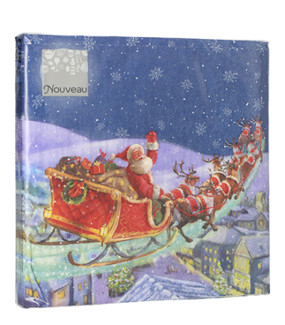 Product foto van Papieren servetten 3-laags 33cm x 33cm set van 20 "Santa is coming"