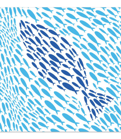 Product foto van Papieren servetten 3-laags 33x33 cm "Banc de Poissons" set van 20