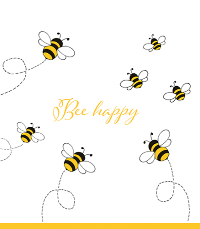 Product foto van Papieren servetten 3-laags 33x33 cm Bee Happy set van 30
