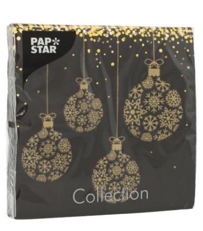 Product foto van Papieren servetten 3-laags 33x33 cm Boules Baroque set van 20