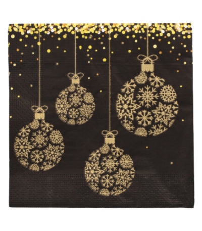 Product foto van Papieren servetten 3-laags 33x33 cm Boules Baroque set van 20