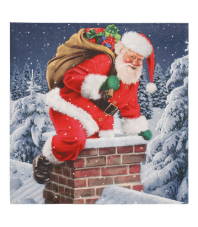 Product foto van Papieren servetten 3-laags 33x33 cm Down the Chimney set van 20