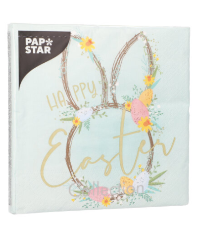 Product foto van Papieren servetten 3-laags 33x33 cm Easter Accents set van 20
