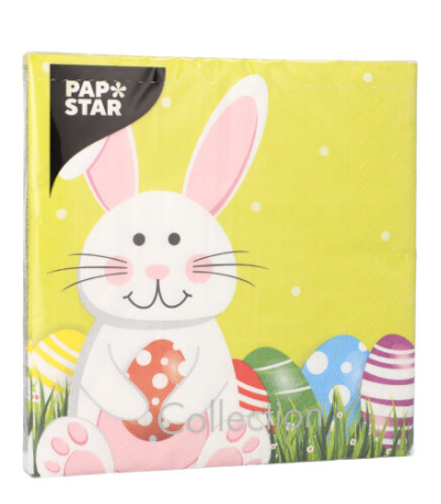 Product foto van Papieren servetten 3-laags 33x33 cm Easter Bunny set van 20
