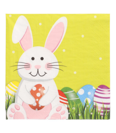 Product foto van Papieren servetten 3-laags 33x33 cm Easter Bunny set van 20
