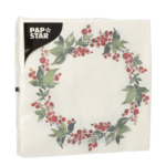 Product foto van Papieren servetten 3-laags 33x33 cm Holly Crown set van 20