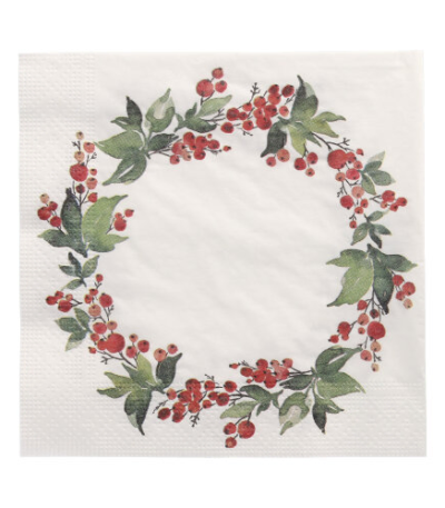 Product foto van Papieren servetten 3-laags 33x33 cm Holly Crown set van 20