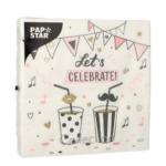Product foto van Papieren servetten 3-laags 33x33 cm Let's Celebrate set van 20