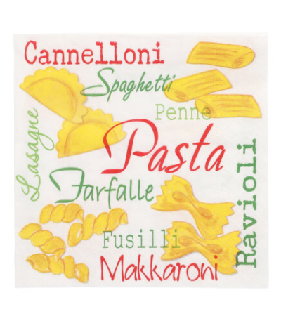 Product foto van Papieren servetten 3-laags 33x33 cm Pasta 20 stuks