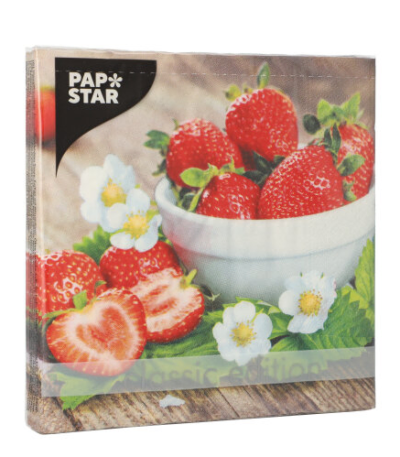 Product foto van Papieren servetten 3-laags 33x33 cm Strawberry Taste set van 20