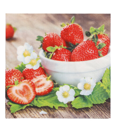 Product foto van Papieren servetten 3-laags 33x33 cm Strawberry Taste set van 20